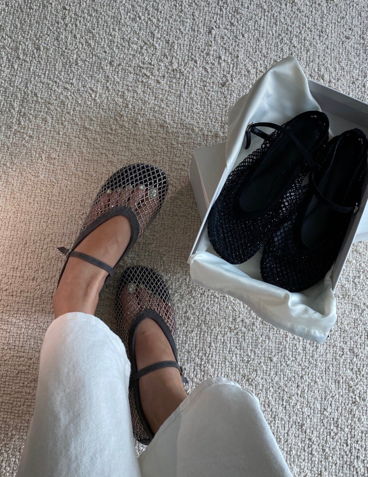 ✨Y2K Sparkle Crystal Mesh Flats ✨