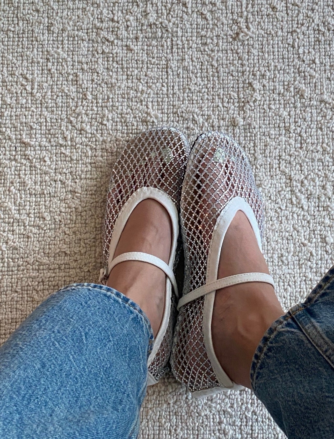 ✨Y2K Sparkle Crystal Mesh Flats ✨