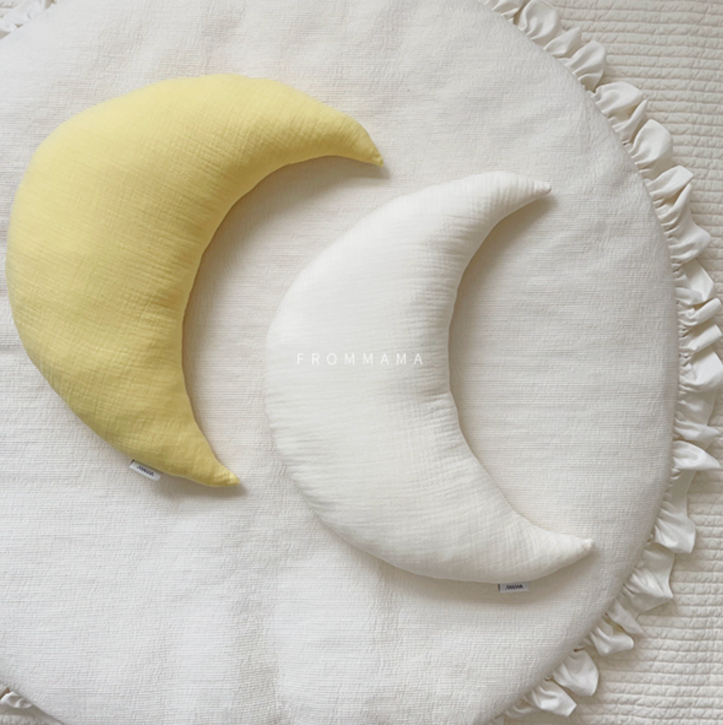 Organic Cotton Muslin Crescent Moon Pillow | Soft Baby Nursery Cushion